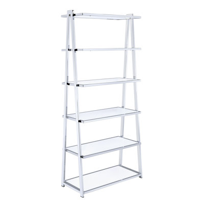 Bibliothèque blanche et chrome avec 6 tablettes