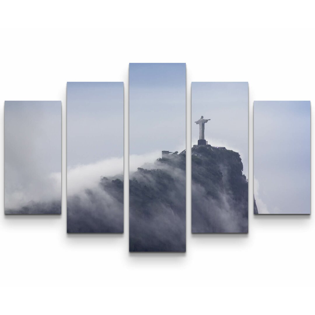 5-tlg. Leinwandbilder-Set Christusstatue in den Wolken - Rio de Janeiro