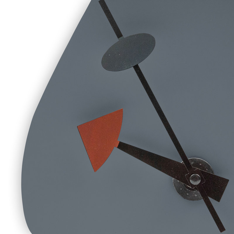 Ullyot MDF Wall Clock with Aluminum Hands and Silent Non-Ticking Teardrop Shaped Design, Dark Grey, 15''W x 9''H x 1''D