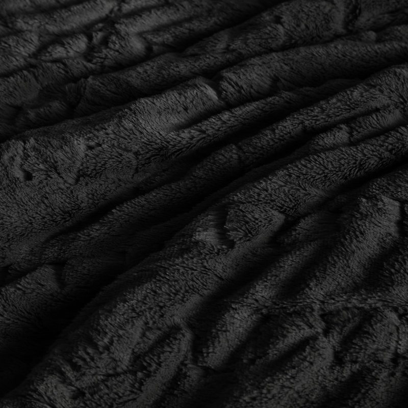 Ensemble d'édredon en fausse fourrure Blair, Édredon double / grand + 2 taies décoratives sta, Noir
