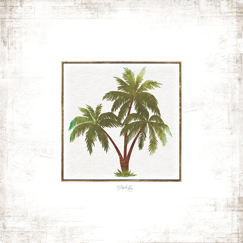 Palmiers - peinture, H 12 po x l 12 po, Toile tendue