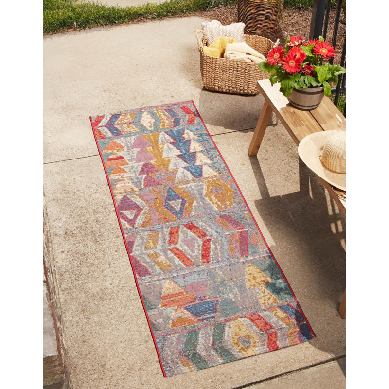 Tolland Multi Tamarindo Indoor/Outdoor Modern Rug, Runner 2' x 6'