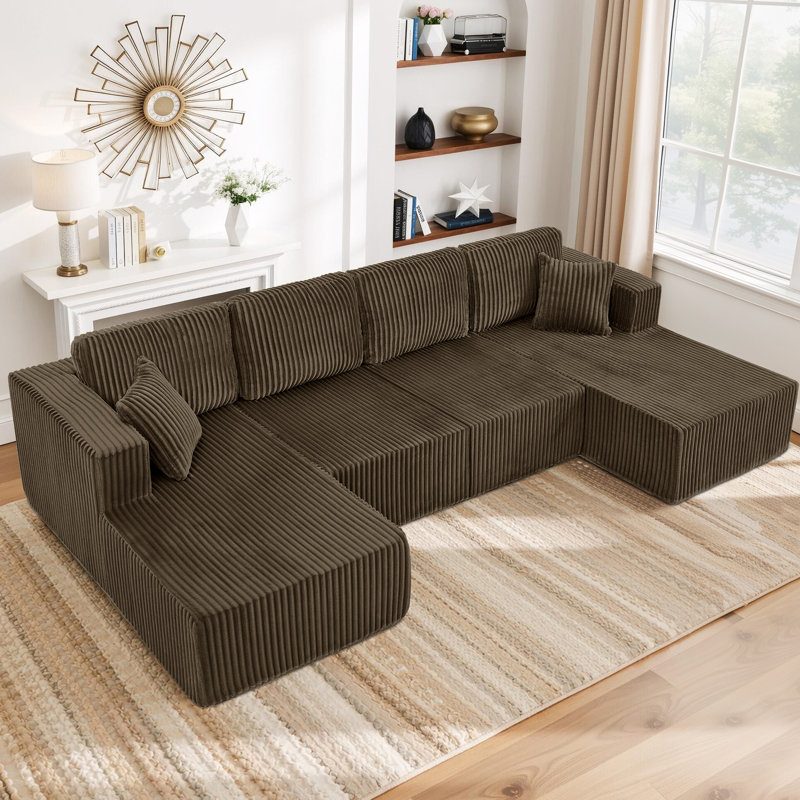 U-Shaped Modular Sectional Sofa With Upgraded Size And Sleeper Function For Maximum Comfort And Space Efficiency.