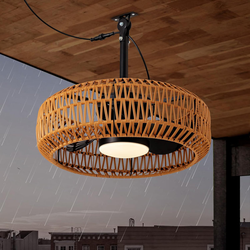 20" Outdoor Ceiling Fans with Lights for Patios, Waterproof Plug in Ceiling Fan with Remote