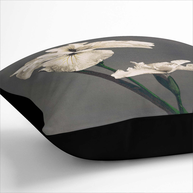 Floral Square Throw Cushion, Black, 55cm H x 55cm W x 20cm D