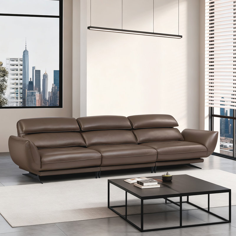 Canapé inclinable rotatif multifonctionnel en cuir de qualité supérieure brun foncé, Marron foncé