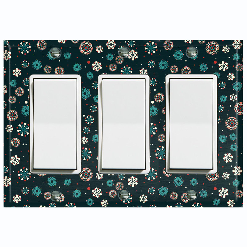 Christmas Ice Snow Green Blue 3 - Gang Toggle Light Switch Standard Wall Plate