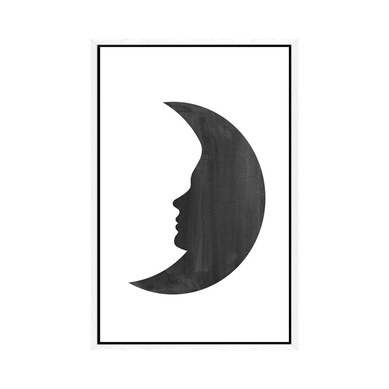 Woman Moon by Whales Way - Print on Canvas, 101.6cm H x 66.04cm W x 3.81cm D, White Framed
