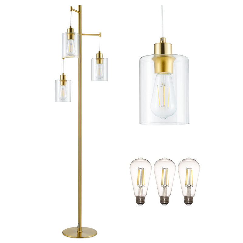 Lampe sur pied à arbre doré antique - Style contemporain avec ampoules à DEL Edison, Or