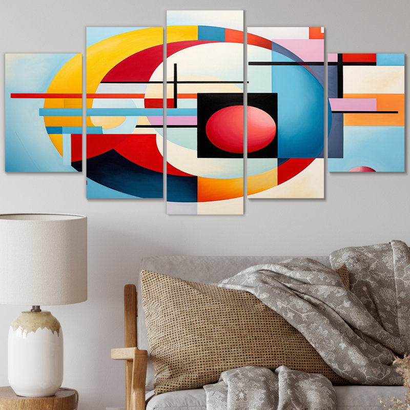 Élégance colorée du suprématisme II - Décoration murale abstraite - 5 panneaux