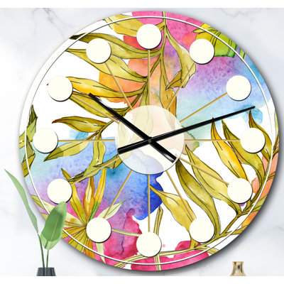 Horloge murale style tropical Mid-Century Tropical Foliage IV