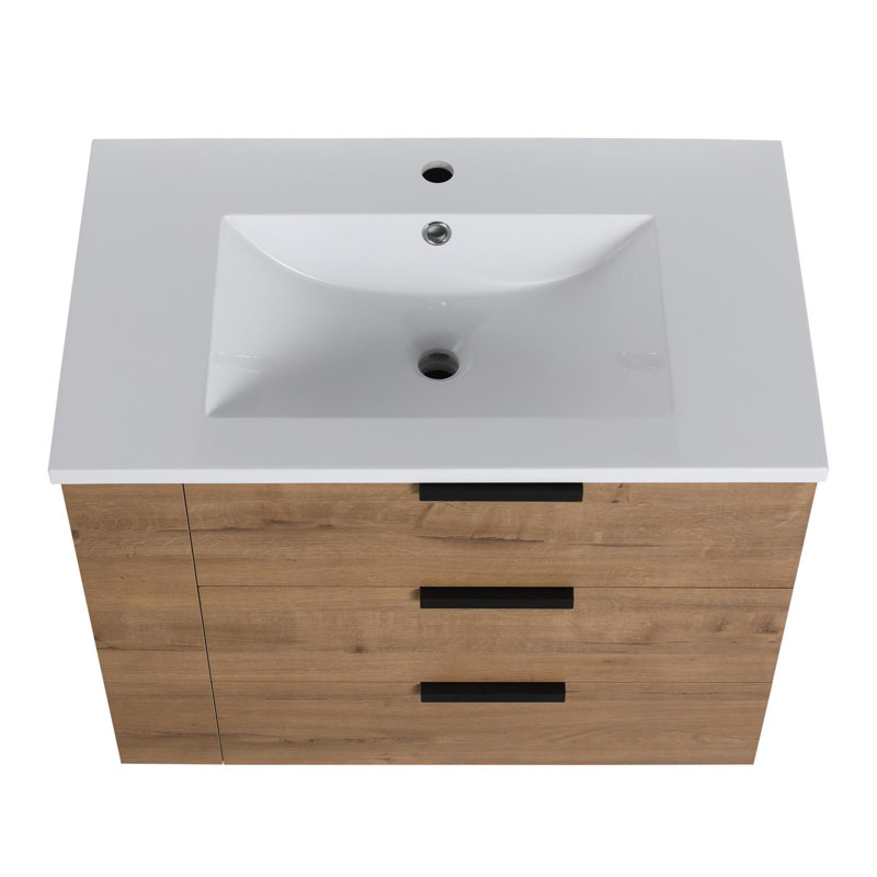 Meuble-lavabo mural simple 30 po avec plateau en plastique