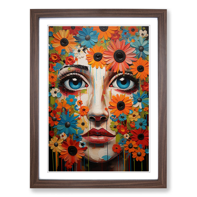 Floral Expressionism No.2 - Framed Print, Walnut Framed, 46cm H x 34cm W