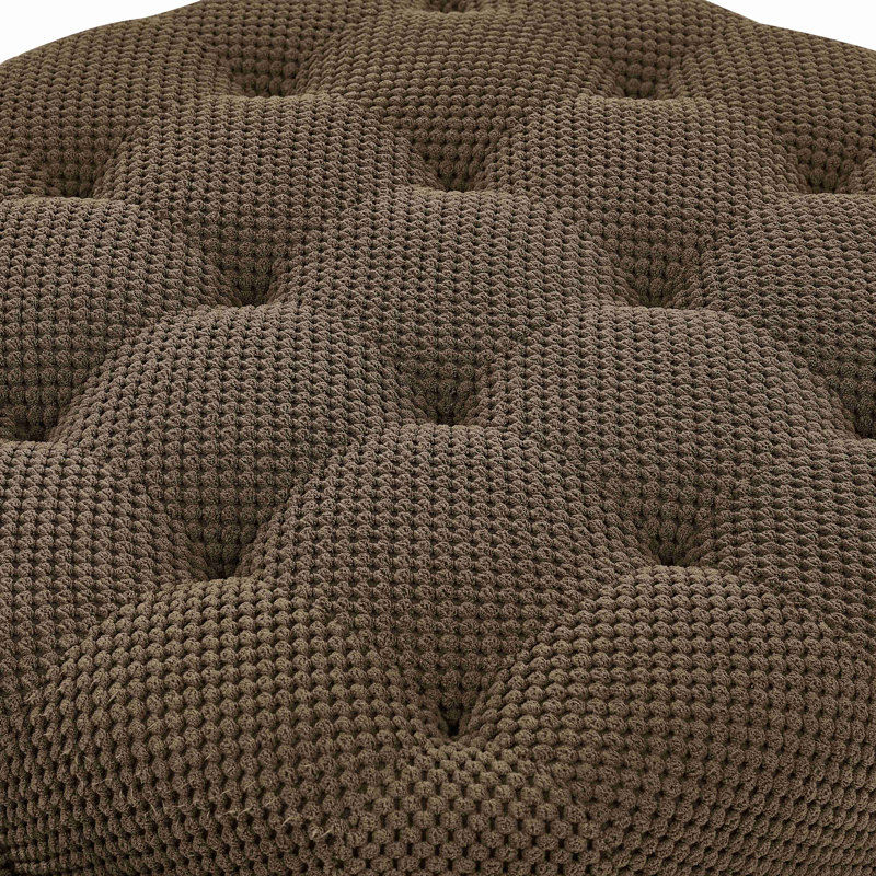 Repose-pieds rond avec rangement de 25 po avec plateau, repose-pieds rembourré en tissu avec plateau amovible