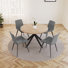 Judye 46.4" Round Table Metal Legs Dining Table Set with 4 Modern Chairs