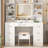47"  Vanity Desk with LED Lighted Mirror,Drawers & Cabinets, Makeup Table with Power Outlet,  Adjustable Lighting Modes-688656818