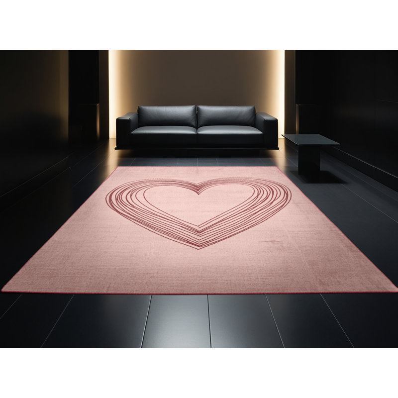 Soft Plush Everitt Valentines Modern & Contemporary Abstract Area Rug in Pink – Rose Binding, 8x10