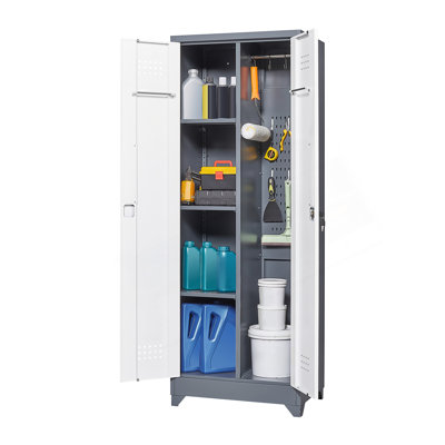 Armoire de rangement en métal durable avec portes verrouillables, ventilation et tablettes réglables