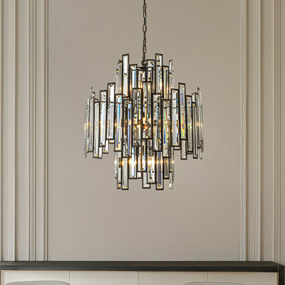 10/12-light Modern And Contemporary Luxury Black Metal With Clear Crystal Chandelier For Dining Room, Living Room, Foyer, Entryway