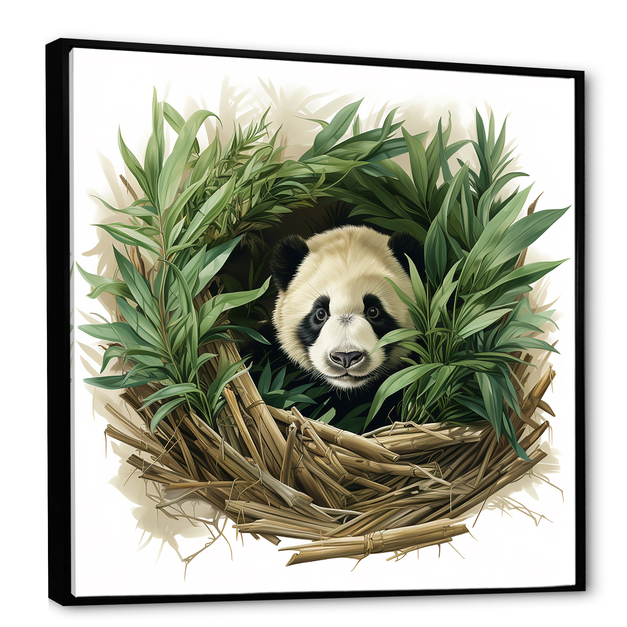 Dakota Fields Green Bamboo Dwelling Panda - Panda Animal Wall Art | Wayfair