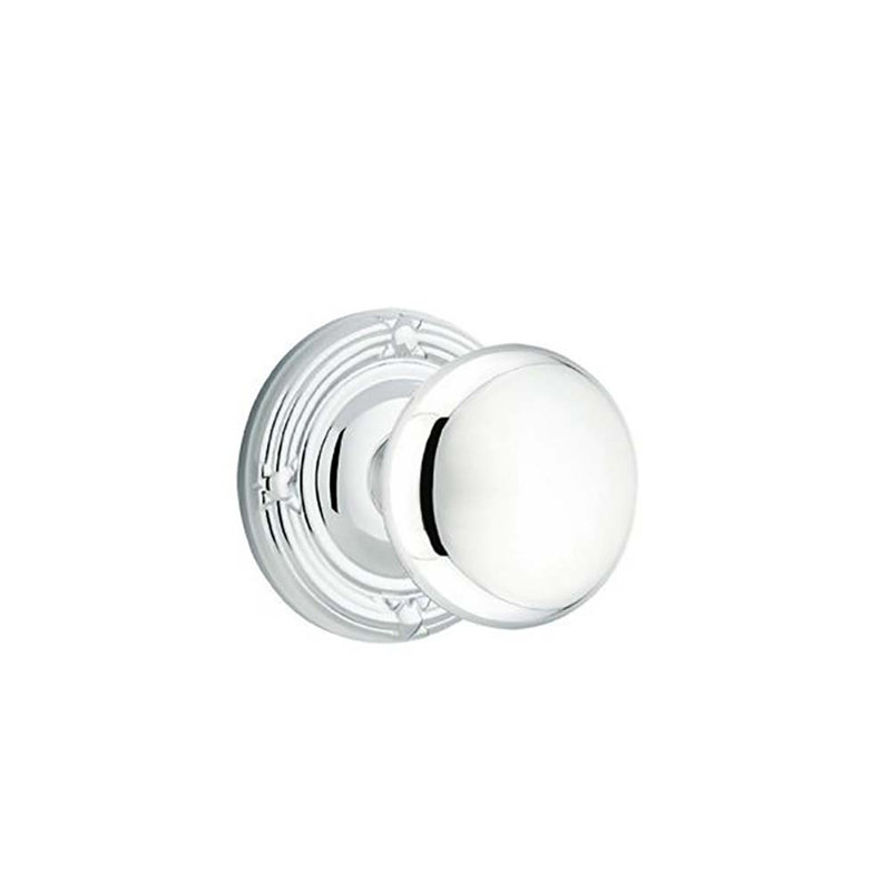 Ensemble de boutons de passage Emtek avec ruban et roseau et bouton Providence, Chrome brillant