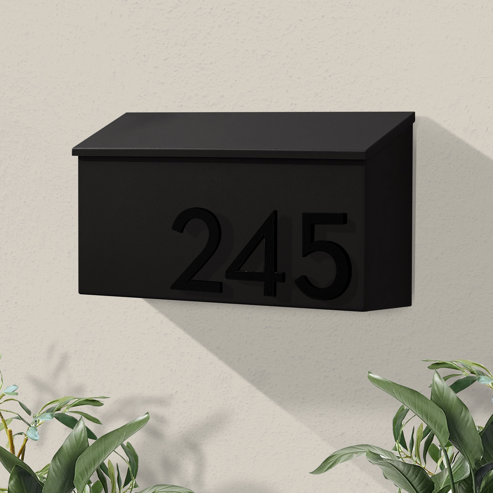 The OG Wall Mounted Steel Mailbox, Black, Black, Yes