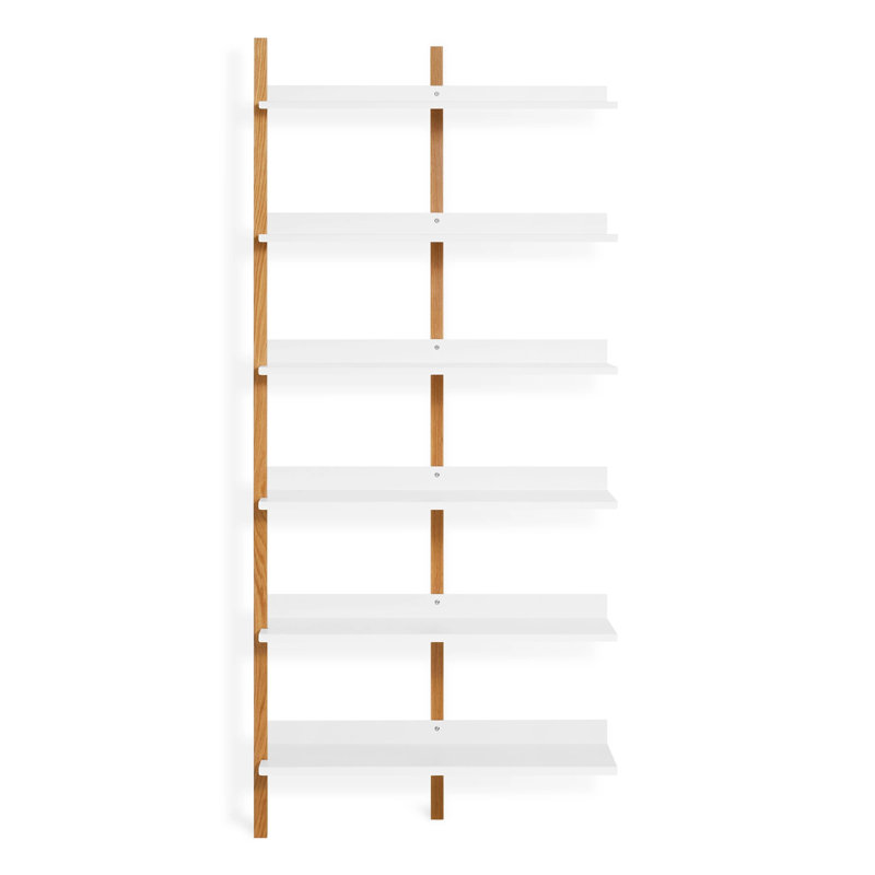 Browser Bookcase, (6 Shelves) 82" H x 37" W x 17" D, White Oak/White