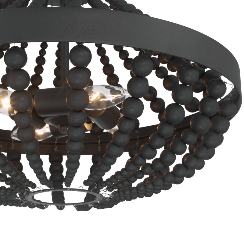 Plafonnier semi-encastré 4 lumières mat noir perlé, Noir