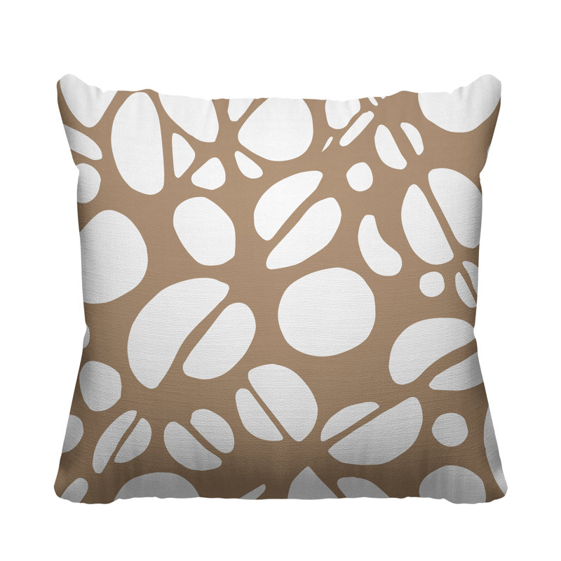 Coussin décoratif intérieur / extérieur Chevy Tribal Abstract, L 15 po x H 15 po, Beige