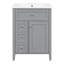 Meuble-lavabo gris 24 po avec lavabo, panneau de fibres à densité moyenne et bois d'hévéa, 3 tiroirs et armoire avec tablettes réglables-200908878