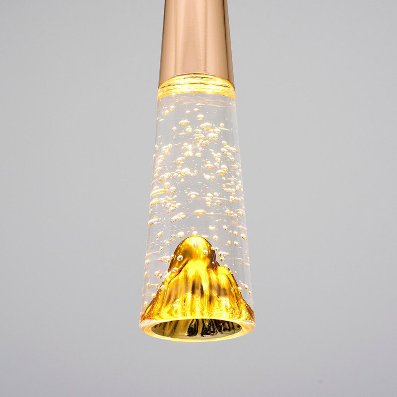 Cassen Elegant Chandelier with Gold & Rose, 4.7 x 47.2 inches | Durable Metal Body & Opal Glass Cap, 1 x 5W LED Socket, 3000K Warm Light (500 Lm) | Perfect for Living Room, Dining Room & Entryways, Assembled Design