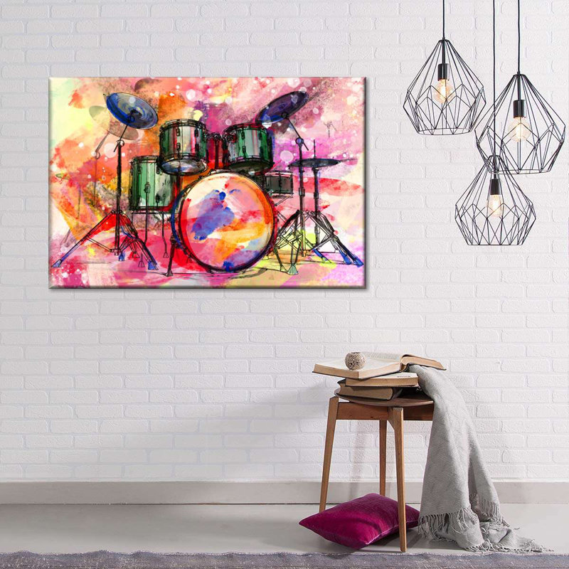 Ensemble de tambour coloré sur toile, H 26 po x l 39 po x P 1,25 po