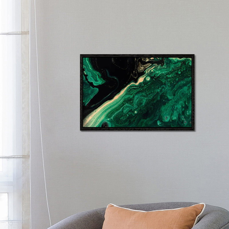 Emerald Marble - Print on Canvas, 66.04 cm H x 45.72 cm W, Black Framed
