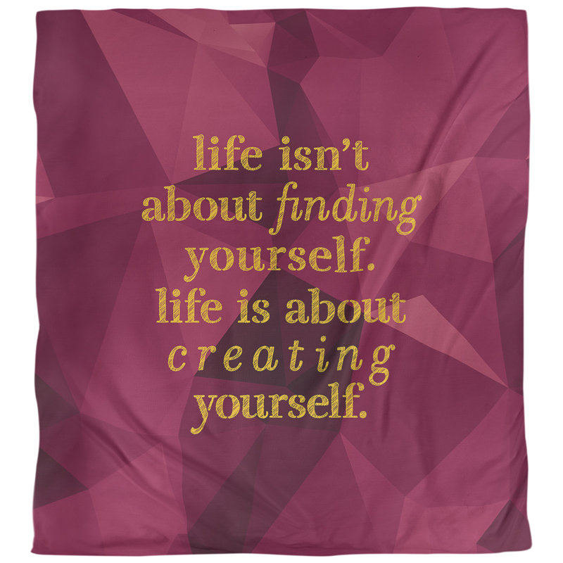 Housse de couette simple Creative Yourself Quote, Housse de couette pour très grand lit, Spinelle / or