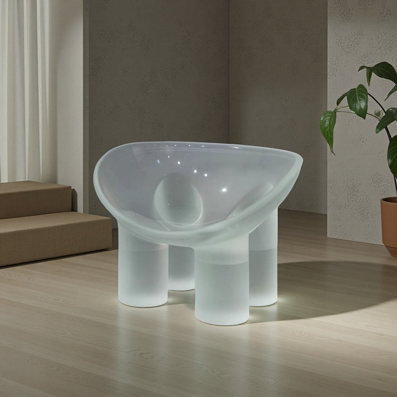 Luxury Transparent Resin Elephant Leg Chair, Clear Lucite