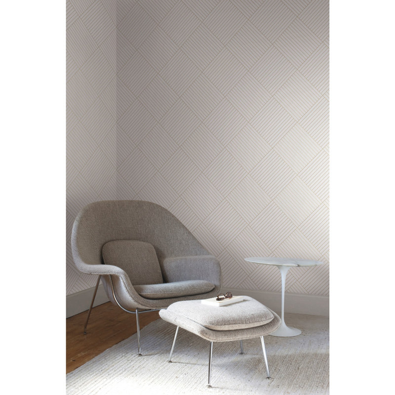 Rouleau de papier peint l 27 po x l 27 po torsadés, Blanc / doré