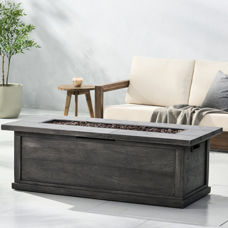 Foyer au propane gris en bois de 56 po, 50 000, béton - Up Your Outdoor Nights Pit