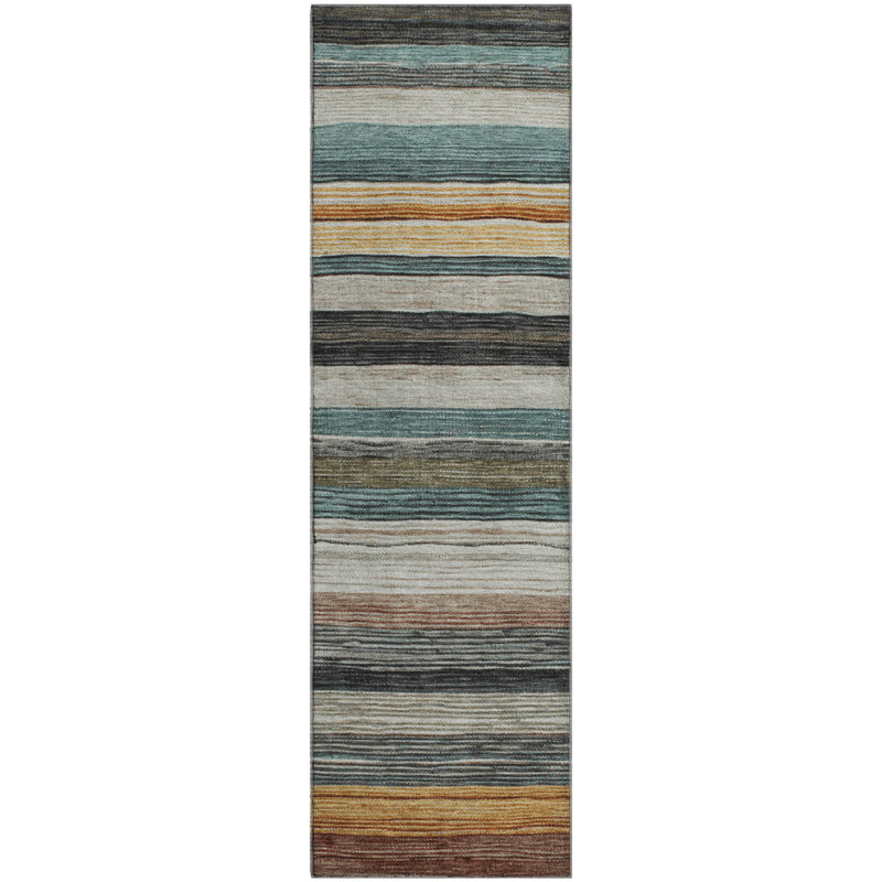 Premium Machine Washable Hedden AMF1703 Stripes Rug, Runner 2'3" x 7'6"