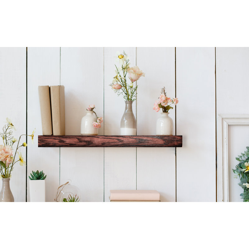Tablette flottante en bois de chêne massif Lashundra, H 3 po x l 26 po x P 4 po, Cerise noir