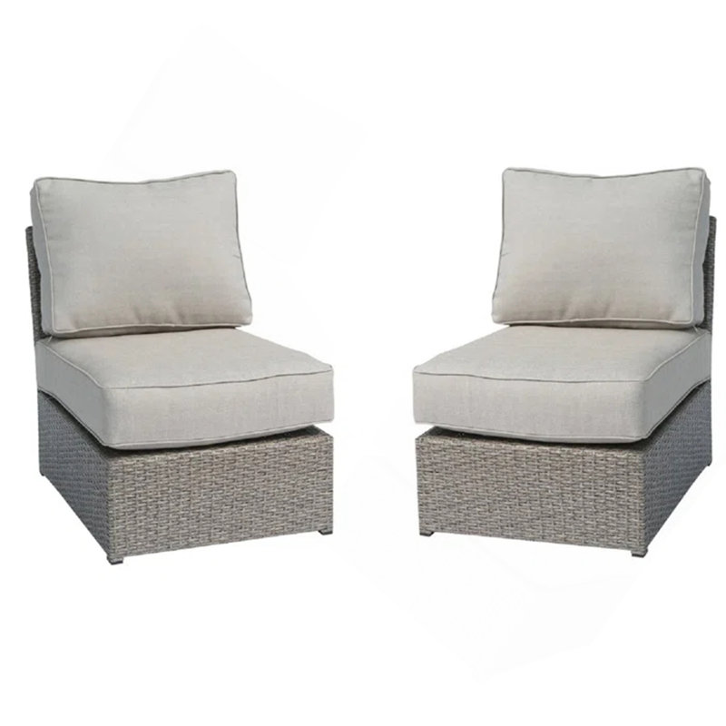 Chaise de patio entièrement assemblée avec coussins, Gris, Mélange de gris