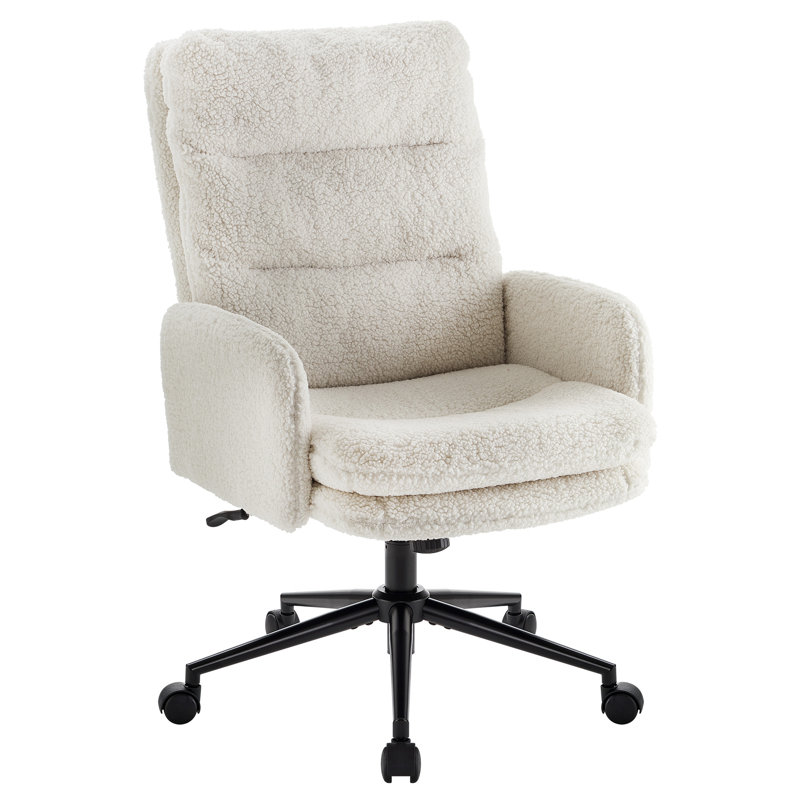 Latitude Run Alexxys Velvet Office Chair, White Cashmere