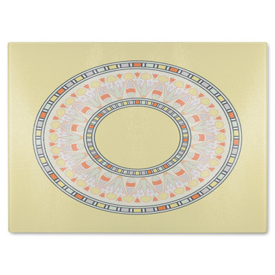 Circle Ornament Round Frame Glass Chopping Board