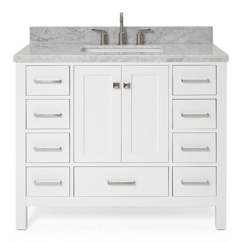 Ensemble de meuble-lavabo simple 43 po Cambridge, Blanc / nickel brossé