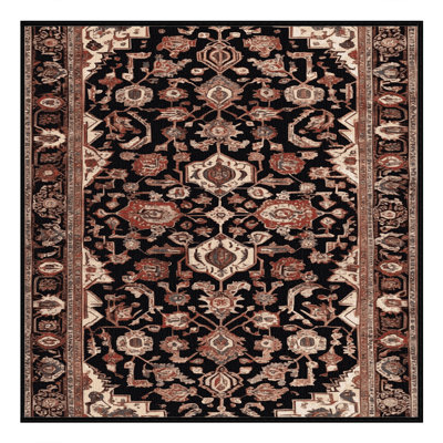Machine Washable Persian Brown Area Rug