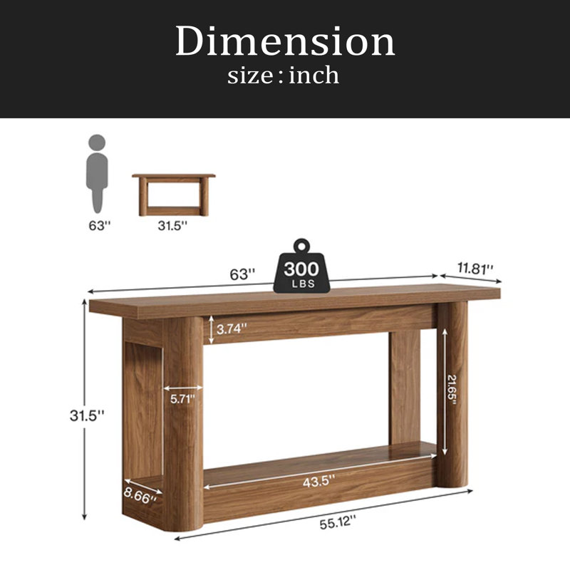 Entryway Table,2-Tier Console Table,Sofa Table, Brown