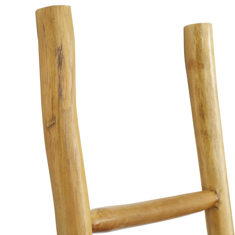 Échelle à 4 tablettes en bois de teck fabriqué à la main 18 po x 2 po x 59 po, Brun