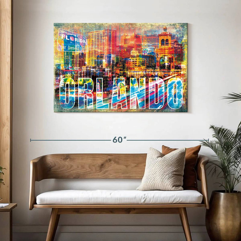 Ravi Orlando paysage urbain grunge, H 30 po x l 45 po