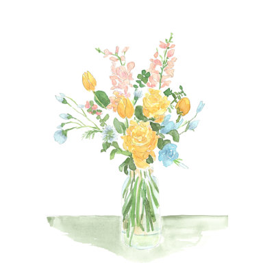 «Pastel Bouquet Of Flowers I» sur toile par Regina Moore