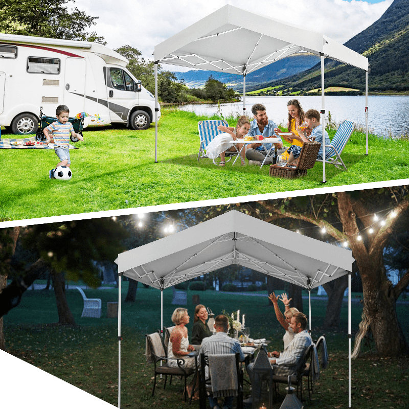 10 x 10 Pop Up Canopy, Carport with One-Button Setup, White
