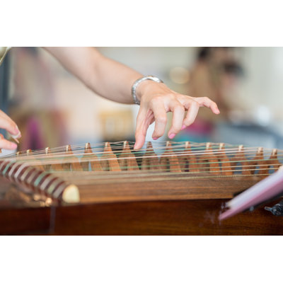 Woman Playing Guzheng - Wrapped Canvas Print